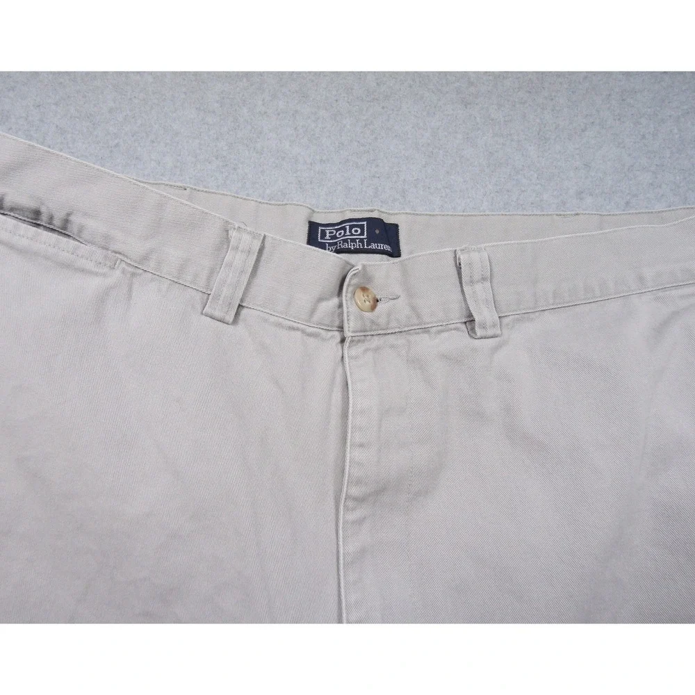 Polo Ralph Lauren Men 42 Philip Chino Shorts Beige Khaki Cotton Twill Flat Front